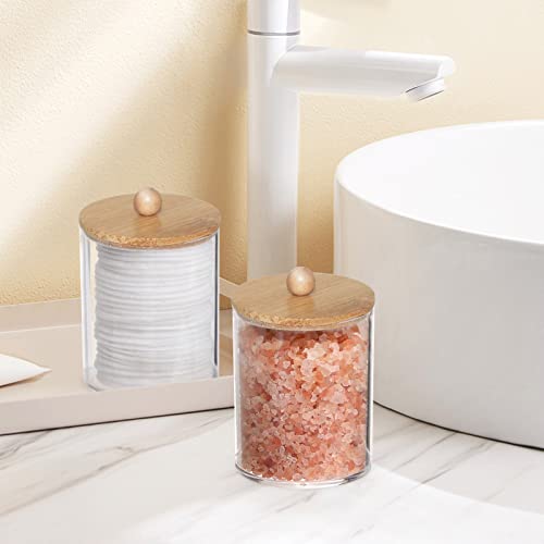Tbestmax 10oz Q-Tip Holder & Cotton Swab Dispenser with Bamboo Lids (2 Pack)
