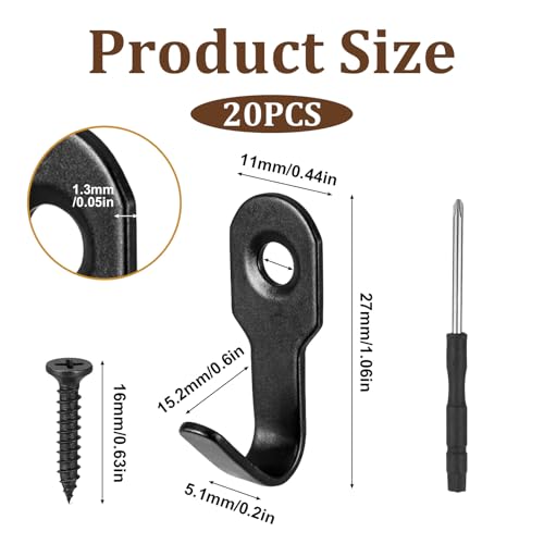 Zelphvt 21 Pack Stainless Steel Wall Hooks with Screws for Kitchen Bathroom Entryway
