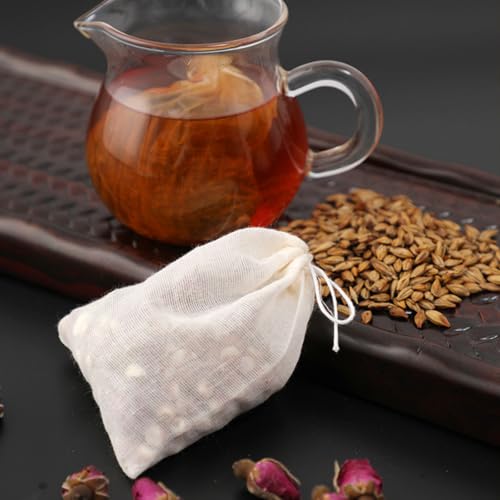 TUZAZO 50 Pcs Reusable Cotton Muslin Bags - 3x4 Inch Tea & Spice Sachets