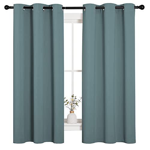 NICETOWN Blackout Curtains - Thermal Insulated Grommet Drapes, 42x54, Greyish Blue