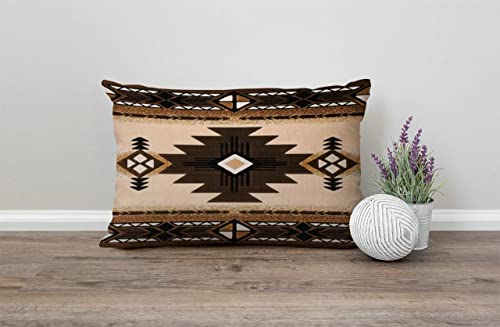 Solekla Aztec Lumbar Pillow Cover 12x20” - Cotton Linen Decorative Cushion