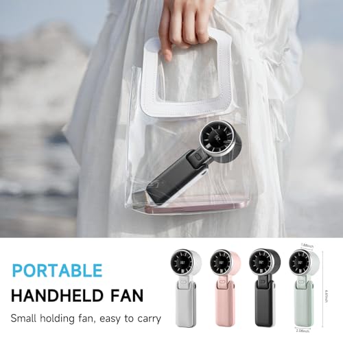 Lilampts Portable Handheld Turbo Fan, 5-Speed USB Rechargeable Fan - White