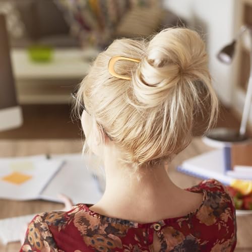 NZOZKOEX Metal French Hair Pins, 5.5 Inch U-Shaped Bun Pins, 2 Pack