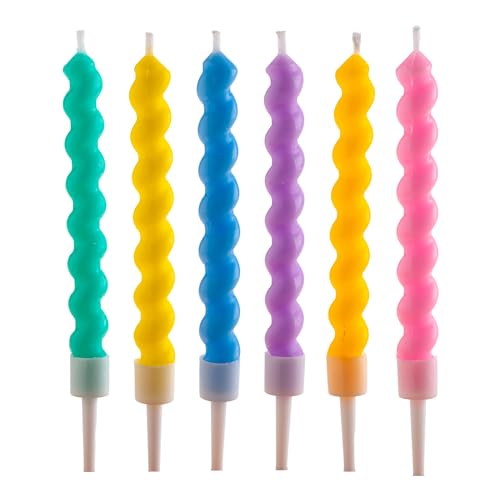 Spiral Taper Birthday Candles - Set of 6 Pastel Colors