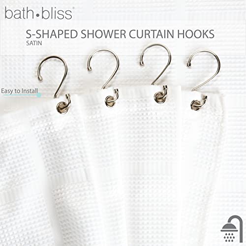Bath Bliss S-Hook Shower Curtain Rings - 12 Pack, Satin Finish
