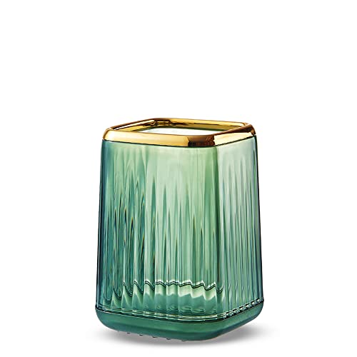 Lebenrich Square Green Makeup Brush Holder Organizer - Acrylic Vintage Design