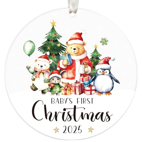 Baby's First Christmas Ornament 2025 - Forest Animal Theme