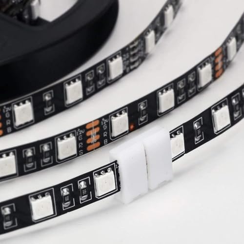 10mm 4-Pin LED Strip Connectors for 5050 RGB Lights - 10 Pack Solderless