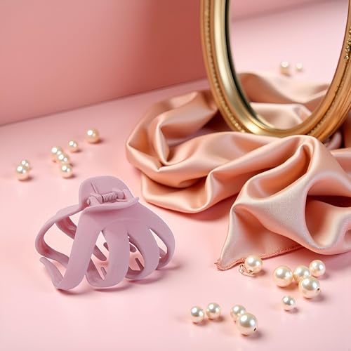 Pink Large Octopus Hair Claw Clip - Ultra-Light Anti-Slip Grip for Thick Hair