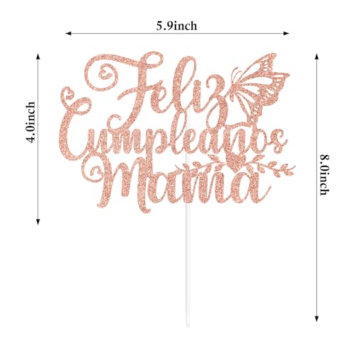 Feliz Cumpleaños Mamá Cake Topper - Spanish Happy Birthday Mom Decoration