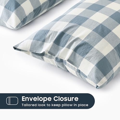 Wake In Cloud Plaid Pillow Cases Set of 2 - 100% Cotton, 20x26 inches