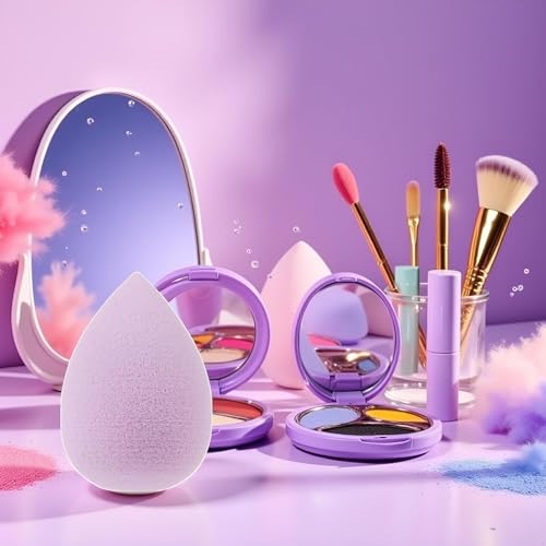 YLiiii 6Pcs Purple Mini Makeup Sponge Set for Concealer and Foundation