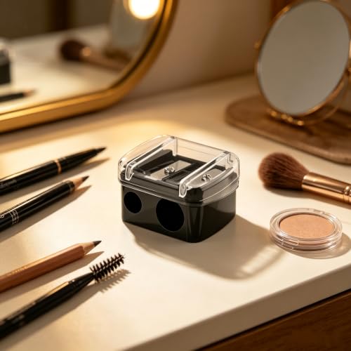 Dual Hole Makeup Pencil Sharpener for Eyeliner and Eyebrow Pencils 2Pcs