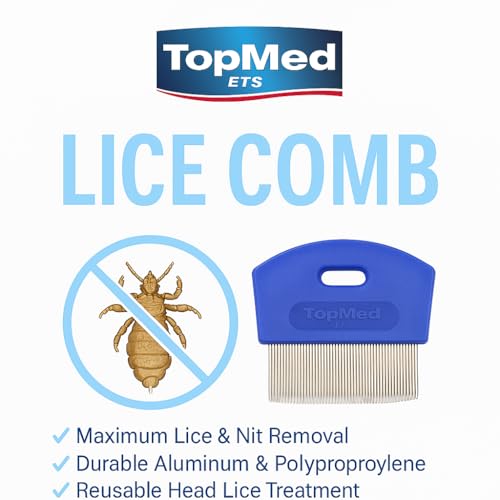 TOPMED Classical Metal Lice Comb with Dense Teeth and Handle