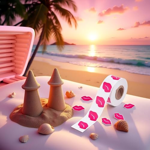Pink Lip Print Tanning Stickers 500pcs Self-Adhesive Sun Tan Body Decals