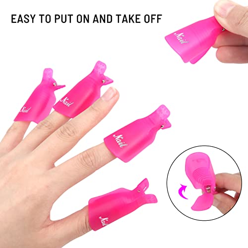 Ponjowl 10 Pcs Pink Gel Nail Polish Remover Soak Off Clips Reusable