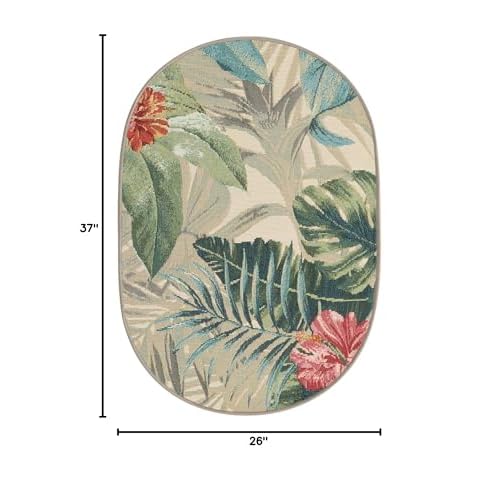 Unique Loom Outdoor Botanical Collection Area Rug - Kula (2' 2" x 3' 1" Oval Multi/Gray)