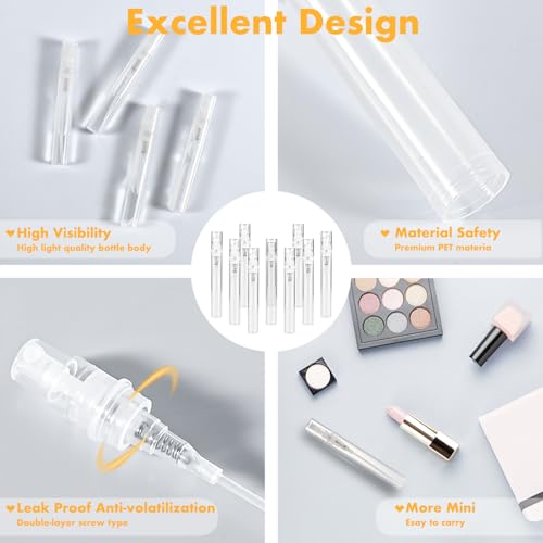 Chiallco 10-Pack 5ml Refillable Travel Perfume Spray Bottles, Clear Plastic Fine Mist Atomizers