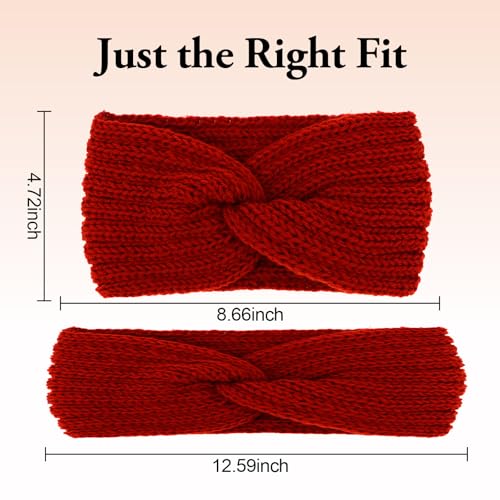 Moikolok 4-Pack Stretchy Winter Headbands Ear Warmers for Women