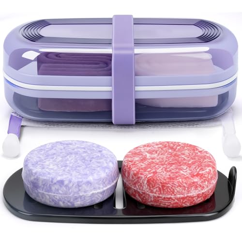 QIUYMEI Shampoo Bar Holder with Drain Tray - Grape Purple Style A (Large)