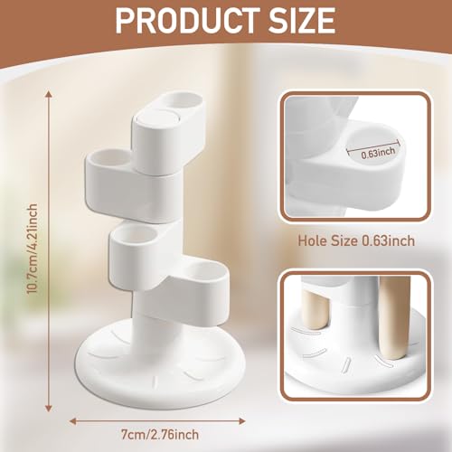 OIZOIZ 360° Rotating Toothbrush Holder - 4-Slot Organizer, Beige (2 Pack)
