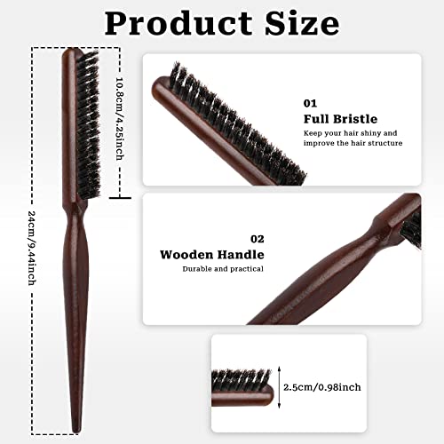 Sliverdew Boar Bristle Styling Brush with Wooden Rat Tail Handle