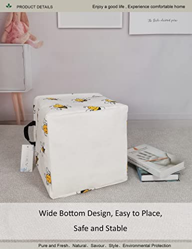 ONOEV Square Bumblebee Kids Nursery Storage Basket - Waterproof Cotton Canvas, Collapsible Toy & Clothes Organizer, 12.6x12.6 inches