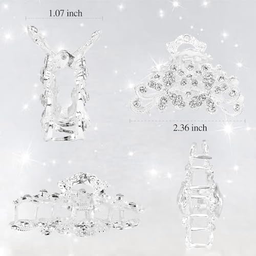 Vovii Rhinestone Hair Claw Clip - Sparkly Small Crystal Hair Claw