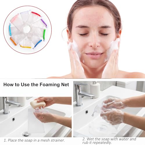 12-Pack Mesh Soap Saver Bags Exfoliating Bar Pouch with Drawstring
