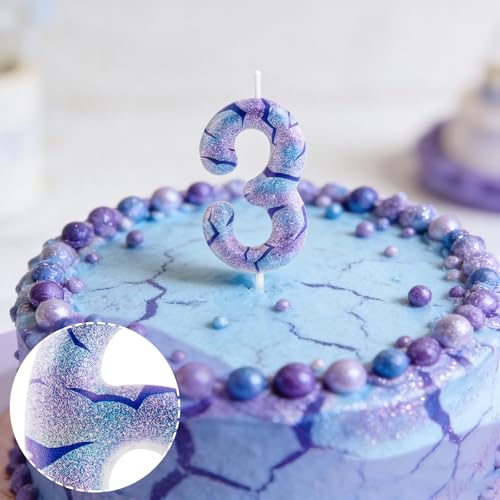 Yiran Kpop Theme Number 6 Birthday Candle - Purple Tattoo Design Cake Topper