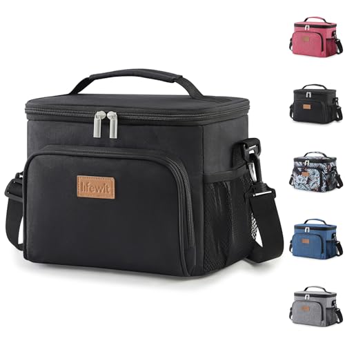 Lifewit Medium Insulated Lunch Bag, Portable Leakproof Cooler - Black