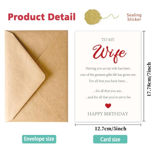 Romantic Birthday Card for Wife with Envelope | Heartfelt Wishes
