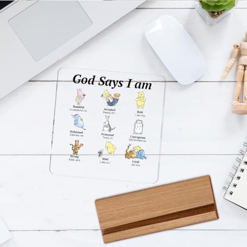 Winnie the Pooh Christian Acrylic Sign with Wooden Stand - Desk Decor