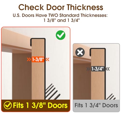 Over The Door Hooks Hanger - Matte Black, Fits 1 3/8" Doors, 7" Arms