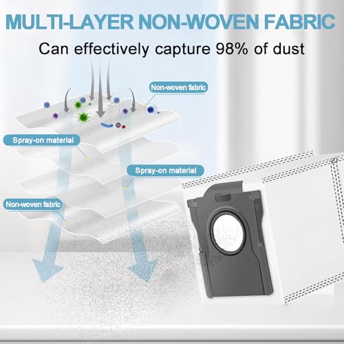 12 Pack Replacement Dust Bags for Dreame Robot Vacuums L40, X50