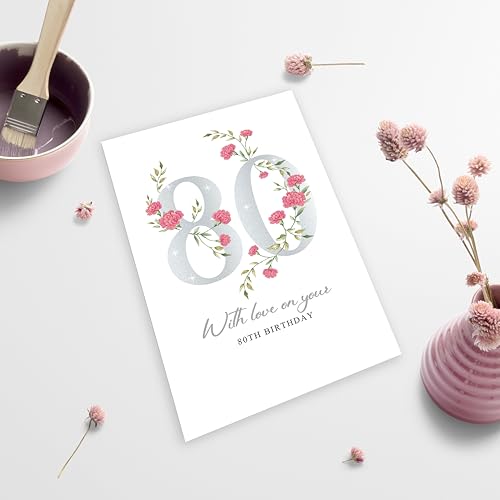 Elegant 80th Birthday Card for Men & Women - Thoughtful Gift