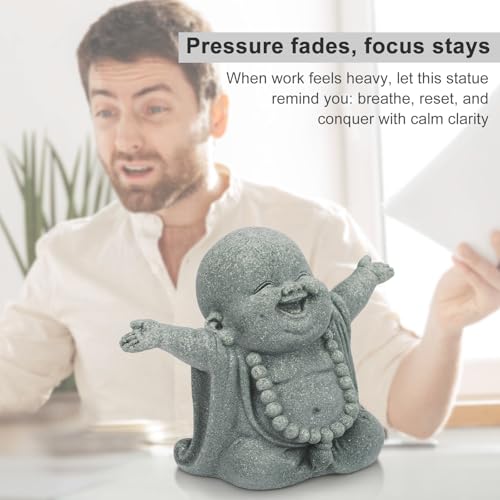 Laughing Buddha Statue - Natural Sandstone Zen Decor for Home & Office