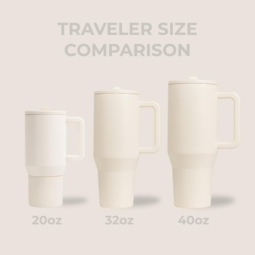HydroJug Traveler - 32 Oz Insulated Water Bottle with Handle & Flip Straw | Leak Resistant, Cream