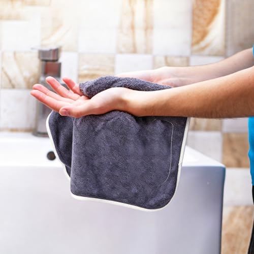 Microfiber Hand Towels Set of 3 - Blue, Grey, Pink | 14x29 inches