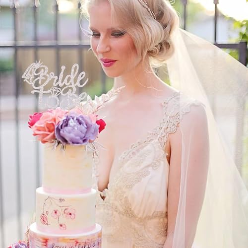 Silver Glitter Bride to Be Cake Topper for Bachelorette Parties