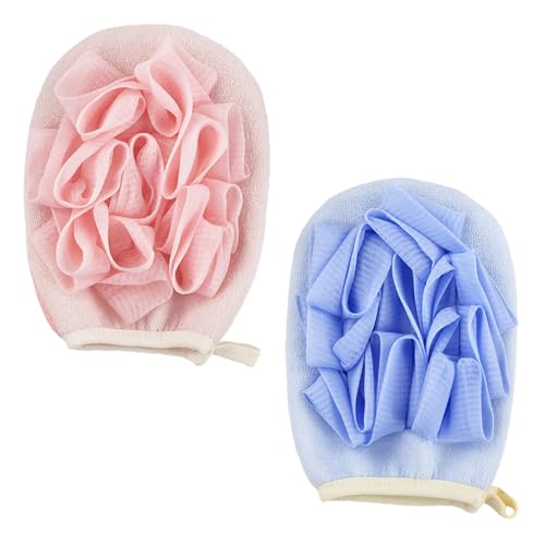 Dual-Sided Exfoliating Bath Gloves Loofah Sponge 2-Pack