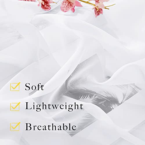 NICETOWN White Sheer Curtains - 54" W x 96" L, 2-Panel Voile Set