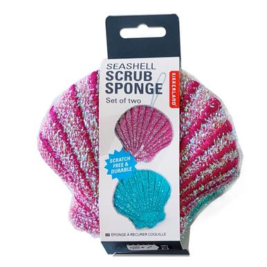 Kikkerland Seashell Scrub Sponges - 2-Pack for Effective Cleaning