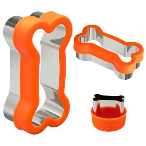 Dog Bone Cookie Cutter Set - 3-Piece Stainless Steel Mold for Baking