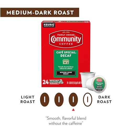 Community Coffee Café Special Decaf K-Cup Pods, Medium-Dark Roast, 32 Count