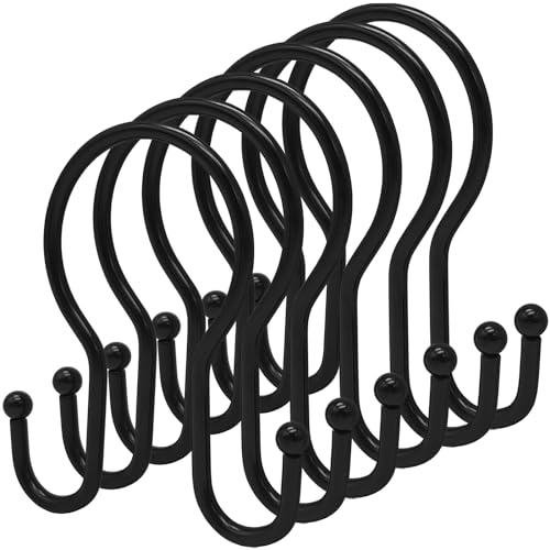 LULARINE Double Shower Curtain Hooks - 24 Rustproof Metal Rings