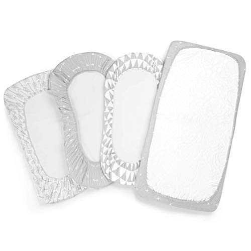 BaeBae Goods Bassinet Fitted Sheets - 4 Pack Soft Jersey Knit Bedding