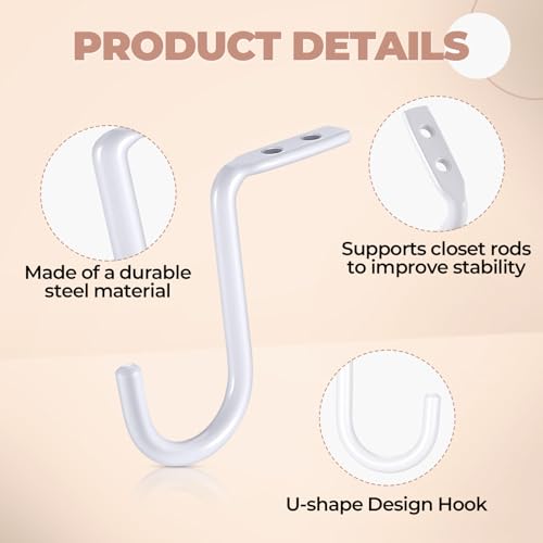 Gisafai Heavy Duty Closet Rod Support Brackets - 4 Pack, 1 Inch
