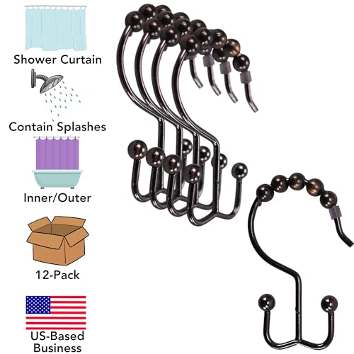 Iconikal 12-Pack Oil Rubbed Bronze Shower Curtain Hooks