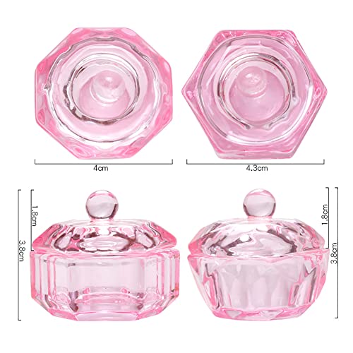 Glass Nail Dappen Dishes with Lids 2 Pcs Powder Liquid Holders